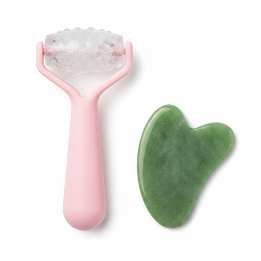 Ice Roller for Face & Gua Sha – Cooling Facial Massager Set