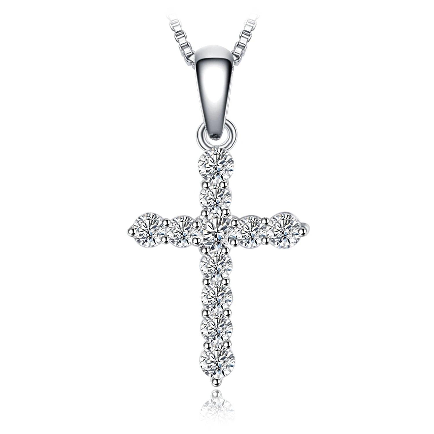 Cross Sideway 925 Sterling Silver Cubic Zirconia Pendant Necklace for Women Yellow Gold Rose Gold Plated No Chain