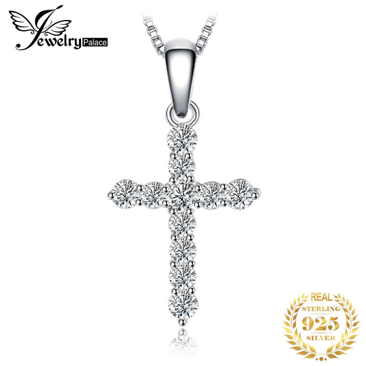 Cross Sideway 925 Sterling Silver Cubic Zirconia Pendant Necklace for Women Yellow Gold Rose Gold Plated No Chain