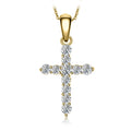 Cross Sideway 925 Sterling Silver Cubic Zirconia Pendant Necklace for Women Yellow Gold Rose Gold Plated No Chain