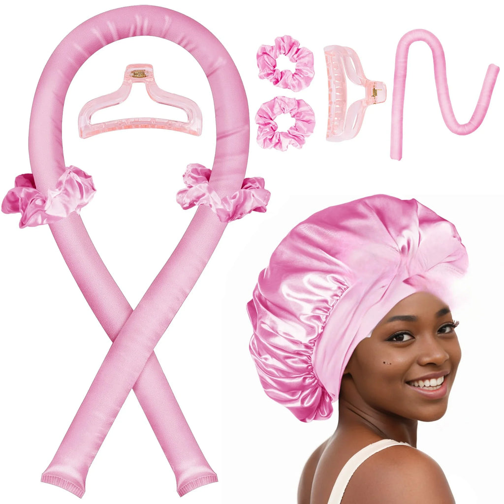Transform Your Look Overnight with Our Heatless Curling Rod Night Cap - Effortless Lazy Hair Curlers and Soft Headband for Stunning Curls!