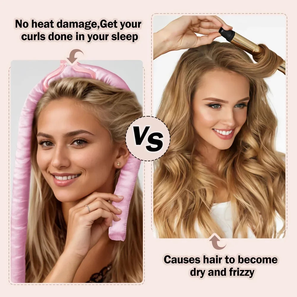 Transform Your Look Overnight with Our Heatless Curling Rod Night Cap - Effortless Lazy Hair Curlers and Soft Headband for Stunning Curls!