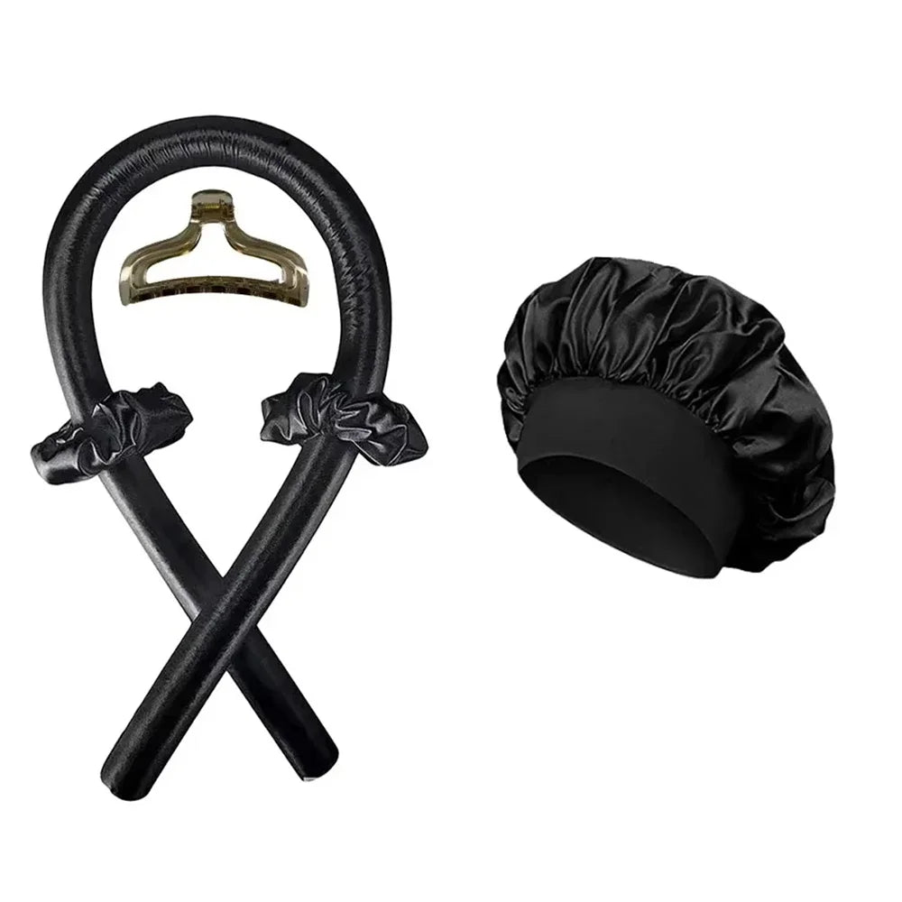 Transform Your Look Overnight with Our Heatless Curling Rod Night Cap - Effortless Lazy Hair Curlers and Soft Headband for Stunning Curls!