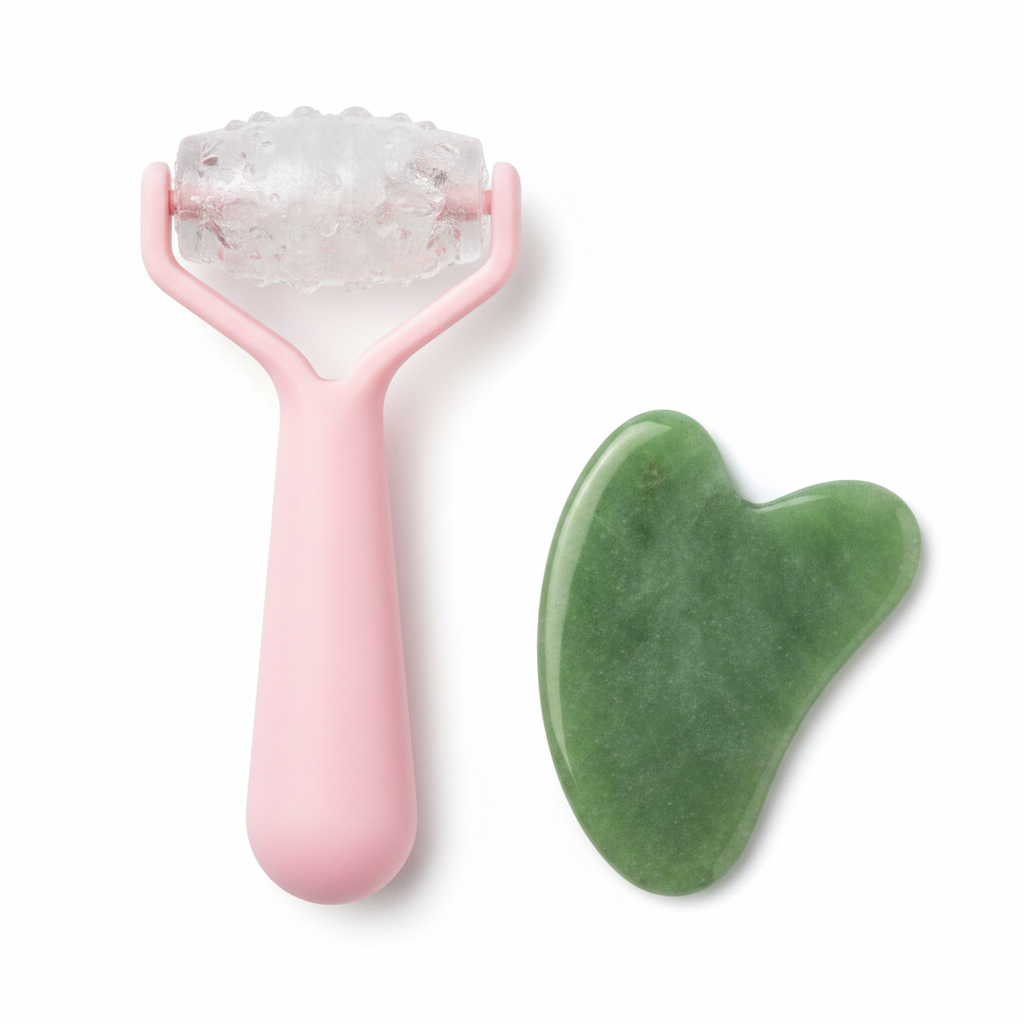 Ice Roller for Face & Gua Sha – Cooling Facial Massager Set